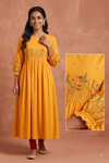 Orange Hand Embroidered Gathered Dress