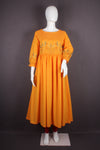 Orange Hand Embroidered Gathered Dress