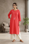Bittersweet Red Embroidered Kurti