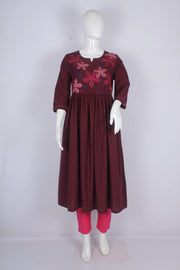 Maroon Kurti with Intricate Embroidery