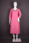 Ruby Pink Hand Embroidered Long Kurti