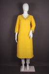 Lemon Yellow Hand Embroidered Long Kurti