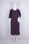 Dark Purple Hand Embroidered Long Kurti