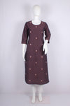 Chocolate Brown Hand Embroidered Long Kurti