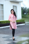 Light Pink Check Long Kurti