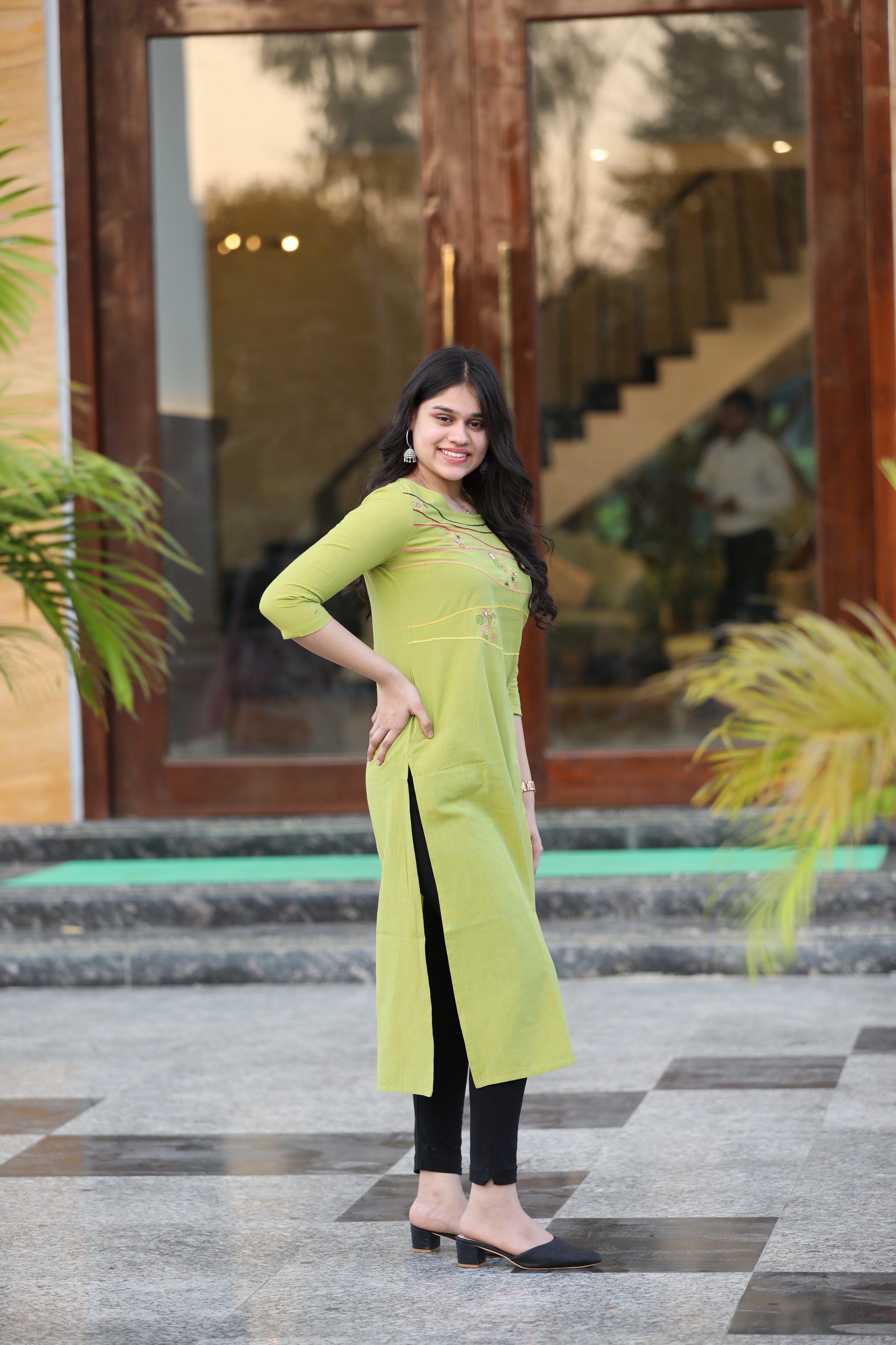 Casual Yellow color Faux Georgette fabric Kurti : 1897654