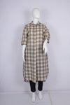 Beige and Black Checked Cotton Kurti