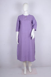 Delicate Lavender Handloom Cotton Kurti with Katha Work