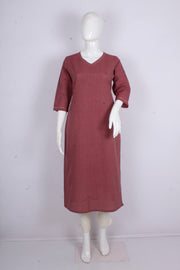 Delicate Maroon Handloom Cotton Kurti with Katha Work