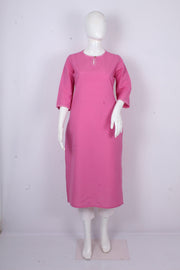 Delicate Pink Handloom Cotton Kurti with Katha Work