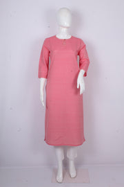 Delicate Pink Handloom Cotton Kurti with Katha Work