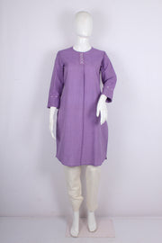 Violet Hand Embroidered Long Kurti
