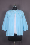 Hand Embroidered Blue Floral Shrug