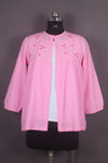 Pink Shrug with Hand Embroidered Floral Motifs