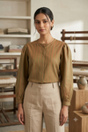 Women's Orange with Green Lining Short Top