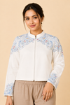 Natural Dyed Hand Embroidered White Womens Jacket