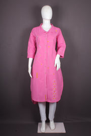 Women's Pink Hand Embroidered Cotton Shirt