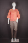 Women's Orange Hand Embroidered Cotton Shirt