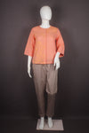 Women's Orange Hand Embroidered Cotton Shirt