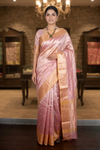 Puce Pink Brocade Net Tissue Banarasi Saree