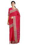 Magenta Ikat Pallu Saree and Brown Border