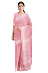 Pink Dobby Saree with White Border