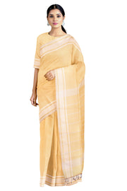 Yellow Dobby Saree with White Border