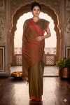 Dark Sand Brown Dobby Saree with Red Border