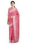 Pink Dobby Saree with White Border and Butis