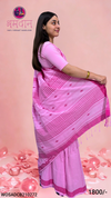 Rose Pink Dobby Saree with Butis and Rani Pink Border