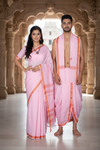 Pink Dobby Couple Set with Orange and Golden Zari Border and Butis