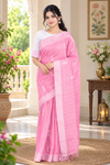 Pink Saree with Butis and Dobby Border