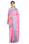 Rani Pink Saree with Butis and Blue Dobby Border