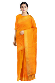 Orange Dobby Saree with Golden Zari Border