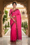 Magenta Dobby Saree with Maroon and Golden Zari Border