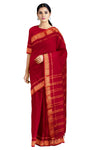 Red Dobby Saree with Golden Zari Border