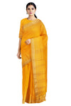Yellow Mercerised Cotton Dobby Saree with Golden Zari Border