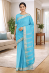 Blue Dobby Saree with Golden Zari Border
