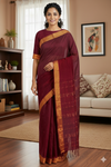 Maroon Dobby Saree with Golden Zari Border