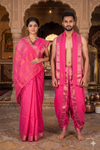 Magenta Dobby Couple Set with Golden Zari Border