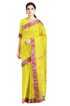 Lemon Yellow Dobby Saree with Silver Zari and Butis