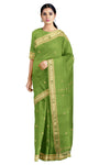 Green Dobby Saree with Buti and Goldan Zari Border