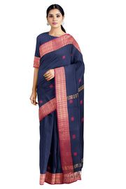 Blue Dobby Saree with Butis and Goldan Zari Border