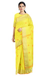 Lemon Yellow Dobby Saree with Butis and Goldan Zari Border