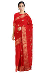 Red Dobby Saree with Butis and Goldan Zari Border