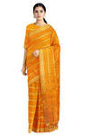 Orange Mercerised Cotton Dobby Saree with Golden Zari Stripes and Border