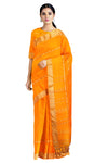 Orange Dobby Mercerised Saree with Buti and Goldan Zari Border