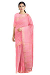 Pink Dobby Saree with Golden Zari Stripes and Border