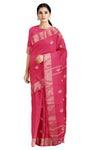 Magenta Mercerised Dobby Saree with Buti and Goldan Zari Border