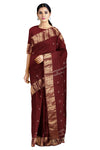 Maroon Mercerised Dobby Saree with Buti and Goldan Zari Border